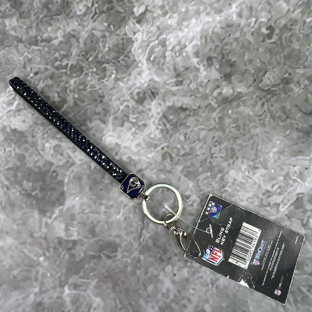 LA Rams NFL Rams Bling Key Strap Rhinestone Keychain Keyring New NWT - Picture 2 of 7